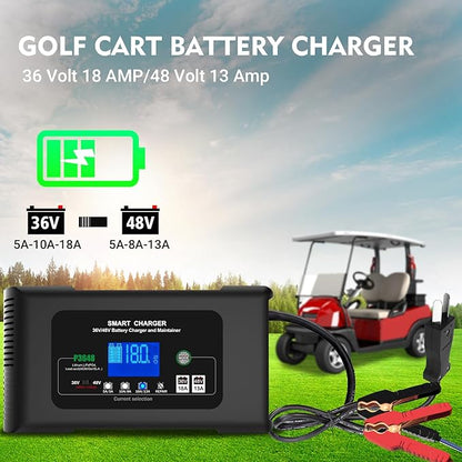 Golf cart Battery Charger, 36V 18A and 48V 13A Trickle Charger,36 Volt Golf Cart Charger,for Club Car,EZGO & Yamaha,Lithium,LiFePO4,Lead-Acid AGM/Gel/SLA..Battery Chargers,Crowfoot Plug