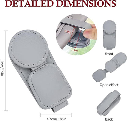 KIWEN 2 Pack Sunglasses Holder for Car Visor, Magnetic Leather Sunglass Eyeglass Hanger Clip for Car Sun Visor Accessories (2, Gray)