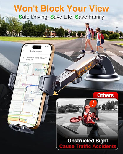 VANMASS 2025 Upgraded Car Phone Mount, [85+ LBS Strongest Suction] Patent Safety Cell Phone Mount Windshield Dashboard Vent Truck Accessories Stand Cradle for iPhone 16 Pro Max 15 14 13 Android
