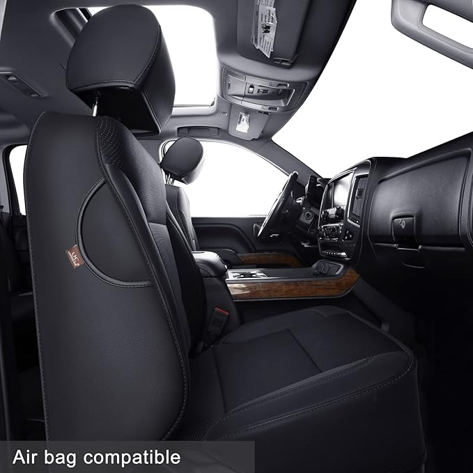 LUCKYMAN CLUB Custom Fit Seat Covers for 2014-2018 Chevy Silverado Sierra 1500, 2015-2019 Silverado Sierra 2500 3500 Crew Cab (Black)