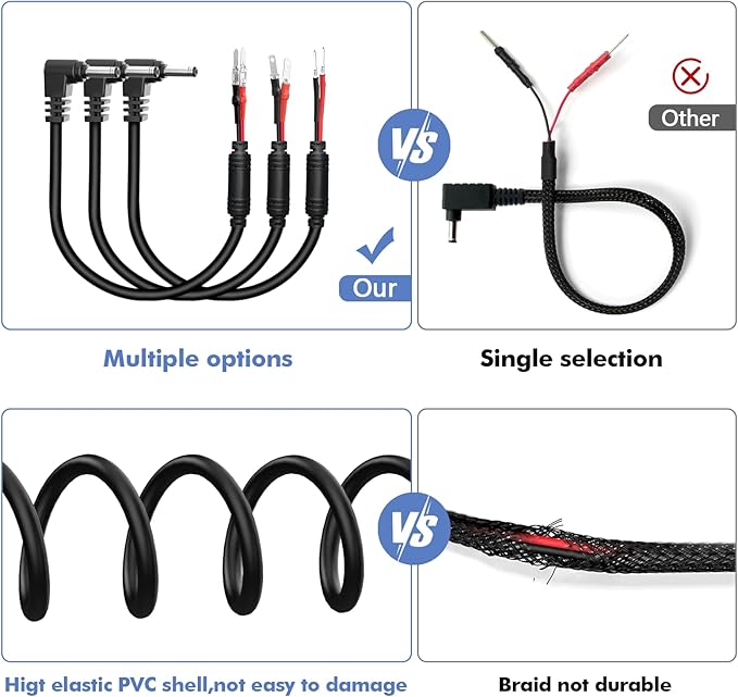 Radar Detector Hardwire Power Cord, Rearview Mirror Plug Cable, with Inline Fuse Holder,Suitable for Uniden Escort Beltronics Valentine One Cobra Whistler Radar Detector,3-Piece Set,9.8'' (DC3.5)
