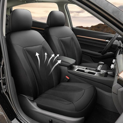 GIANT PANDA Front Seat Cover for Nissan, 3D Air Mesh Car Seat Covers Custom Fit Nissan Rogue Altima Sentra Versa Kicks Frontier Murano Pathfinder Maxima (Black 2-Pack)