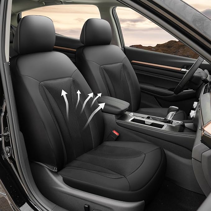 GIANT PANDA Front Car Seat Cover for Jeep, 3D Air Mesh Car Seat Covers Custom Fit Jeep Grand Cherokee Wrangler Compass Gladiator Wagoneer (Black) 2-Pack