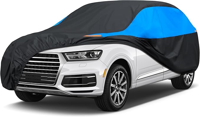 MORNYRAY Waterproof Car Cover All Weather Snowproof UV Protection Windproof Outdoor Full car Cover, Universal Fit for Sedan (Blue, S2-Fit SUV Length(181-190 inch))