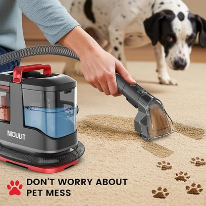 Portable Carpet & Upholstery Cleaner Machine, 15Kpa Strong Suction Spot Cleaner for Sofa, Car Seats, Pet Stains, Rugs – Deep Cleaning with Dual Brush Heads & Self-Cleaning System