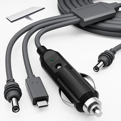 Starlink Mini Power Cable 3-in-1 33FT/10M USB-C to DC 12-24V Car Power Cord, 100W Waterproof Cigarette Lighter Plug DC Male Input Charging Extension Cable for Starlink Mini