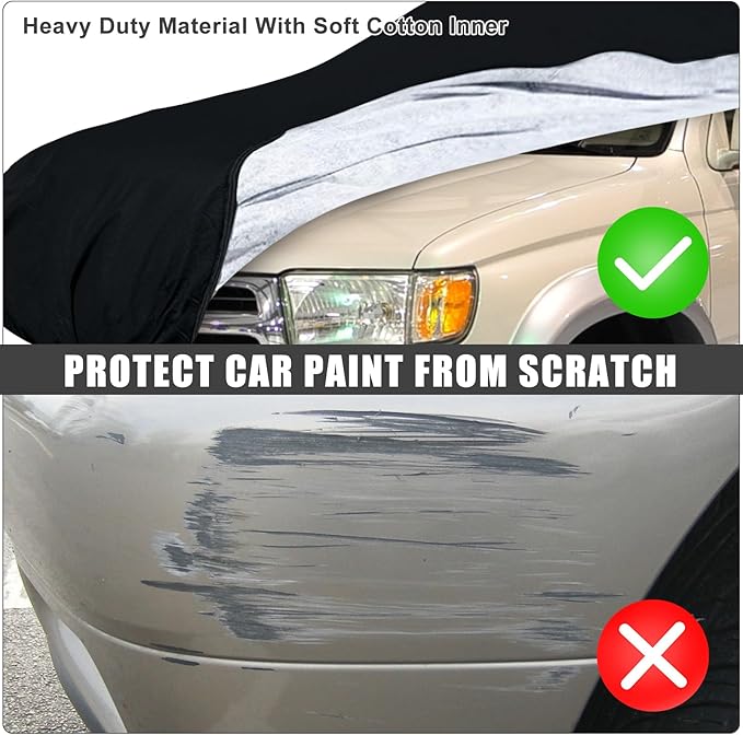 Waterproof Car Cover Compatible with 1984-2002 Toyota 4Runner 2/4 Door SUV Accessories, All Weather Classic Car Covers with Inner Cotton&Zipper Door for Snow Rain Protection