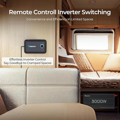 Renogy Inverter P2 3000W Pure Sine Wave Inverter 12V DC to 120V AC Converter for Home, RV, Truck, Camping, Trailer, with Wired Remote Controller, Support Li, AGM, SLD, GEL, FLD Batteries