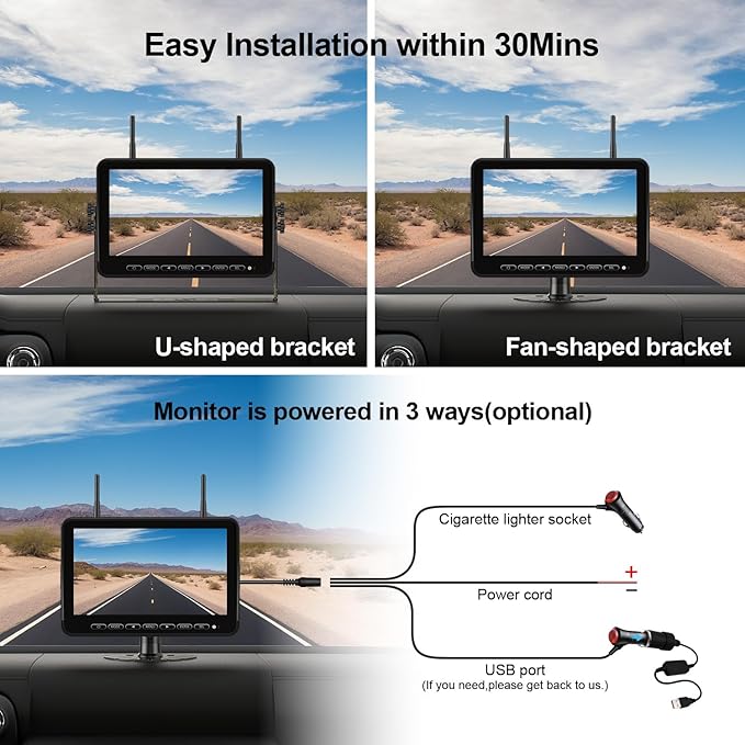 Fookoo 1080P 10" Wireless RV Backup Camera System for Furrion Pre-Wired RV Truck Trailer, 10" HD IPS Monitor & 1 Rear View Camera, IR Night Vision Recording Waterproof Plug and Play - D10Y1