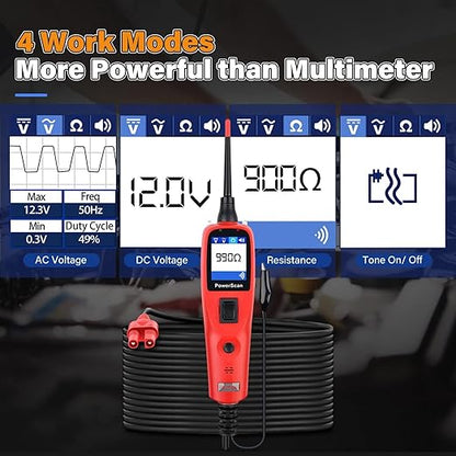Autel PowerScan PS100 Automotive Circuit Tester 2.0, 12-24V Power Circuit Probe Tool, Auto Electrical Short Open Circuit Finder, AC/DC/Resistance/Component/Signal/Test Tool, w 20ft Extension Cable