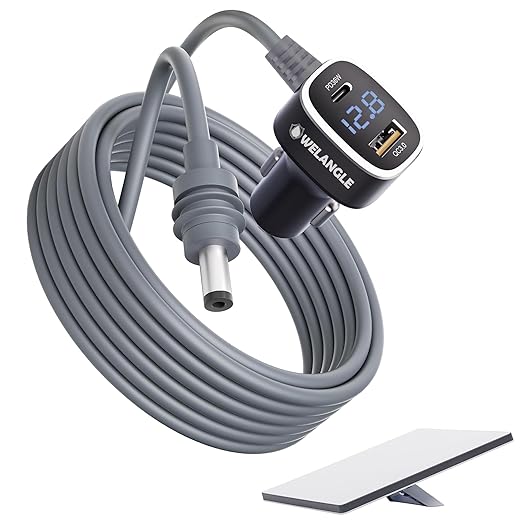 3 in 1 Car Power Cable for Starlink Mini Cigarette Lighter Adapter, Car Charger for Mini Starlink DC Power Cable with Digital Display, Durable & High Speed Charging USB A/USB C Port (3M/10FT)