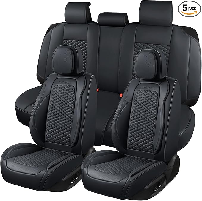 Car Seat Covers Full Set Leather Seat Covers Automotive Seat Covers Universal Car Seat Cover for Most Cars Black
