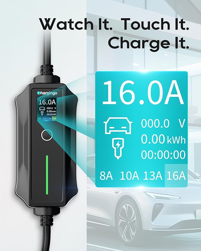 2025 Upgraded Level 1-2 Portable EV Charger,110V-240V,16Amp,NEMA 5-15 & 6-20 Plug,25 Ft EV Charging Cable, Electric Car Charger for SAE J1772 Evs/PHEVs, EV Charging Cord