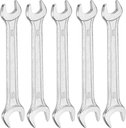 HARFINGTON 5pcs Double Open End Wrench 10mm x 12mm Metric 15 Degree Offset Angle Small Flat Head Wrench Galvanizing Open Ended Spanner for Automotive Repair Furniture Assembly