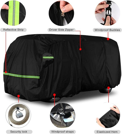 Car Cover Waterproof All Weather Compatible with 1950-1992 VW Bus T1 T2 T3, Volkswagen Vanagon Full Car Cover with Door Zipper, Windproof Strap, Storage Bag