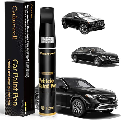 (197/9197) Obsidian Black Metallic Touch Up Paint Compatible with Mercedes-Benz, Exact Match Car Paint Pen Automotive Scratch Repair Remover Kit Quick & Easy Solution for Vehile Chips and Nicks