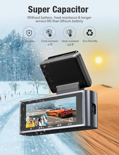 OMBAR Dash Cam 5G WiFi GPS, 3 Channel Dash Cam Front and Rear Inside 2K+1080P+1080P, 3.18" LCD Screen, 64GB Card Included, Dual Dash Camera for Cars 4K/2K/1080P+1080 P IR Night Vision, WDR, G-Sensor