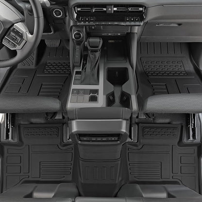 Floor Mats Set for 2024 2025 Toyota Land Cruiser Prado 5 Seats, Full Coverage All Weather Floor Mats Cargo Mat with Backrest Protectors & Door Sill Guards for Land Cruiser Accessories