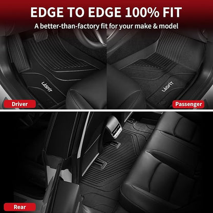 LASFIT Premium Extra Thick Floor Mats for Tesla Model 3 2020 2019 2018 2017 All Weather TPE Custom Fit Floor Liners 1st & 2nd Front & Rear Row Car Mats, Black