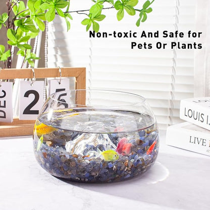 0.5 Lb/230g Blue Agate Crushed Stone Tumbled Chips Bulk, Natural Polished Aquarium Gravel Rocks Crystals Stones Decorative Fish Tank Pebbles Vase Filler - 5-7mm