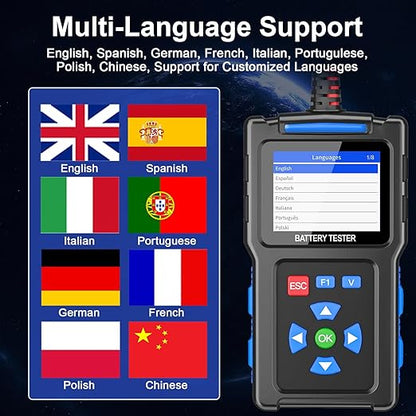 Car Battery Tester 12V 24V, Topdiag BT300 Auto Battery Load Tester, 20-2000 CCA, Automotive Alternator Tester, Charging Cranking System Battery Analyzer for Car Truck Motorcycle