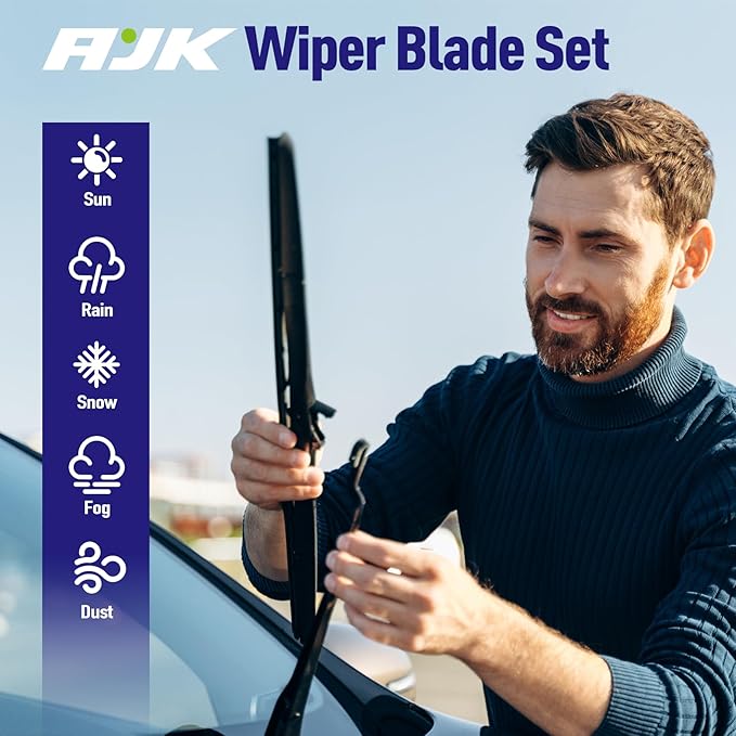 AJK Wiper Blades for Hyundai Veloster 2012 2013 2014 2015 2016 2017, 2 Piece All Weather OEM Quality Automotive Replacement Windshield Wiper Blades for My Car