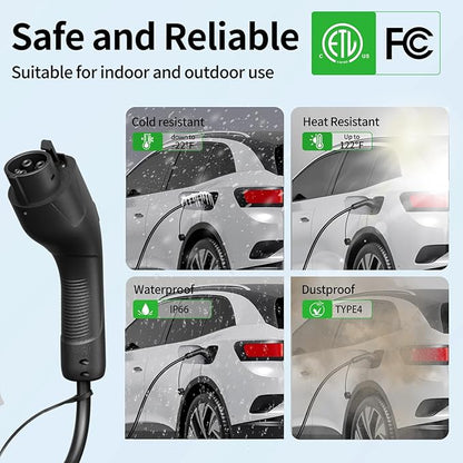 Level 2 EV Charger w/App Control: 32A 240V 7.68kW Fast Charging, NEMA 14-50 Plug & 25ft J1772 Charging Cable, Indoor/Outdoor Portable EVSE for Home, ETL/FCC Certified