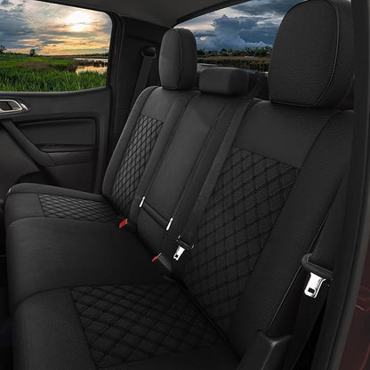 GIANT PANDA Customized Full Set Car Seat Covers Fit 2019 2020 2021 2022 2023 Ford Ranger SuperCrew(XLT,Lariat), 2021-2023 SuperCrew XL，Black