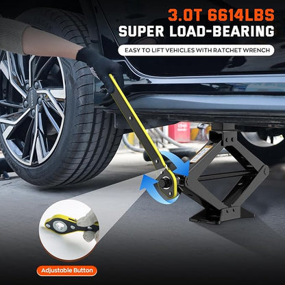 New Version Car Jack Kit Scissor Jack for Car 3 Ton 6614 lbs Spare Tire Changing Kit,Portable Tire Jack Repair Kit with Lug Wrench,Car Lifting Jack for Auto/SUV/MPV
