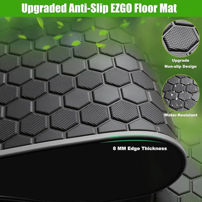 EZGO TXT Golf Cart Full Coverage Floor Liner Mat, fits EZGO TXT (1994+), Valor(1994+), Express S4(2012-2020), Cushman Workhorse, EX1(2020), Thick Anti-Slip Rubber, Grey Trim