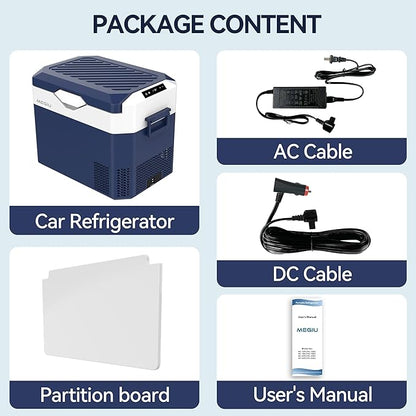 Car Refrigerator Portable 12V Fridge 32 Quart 12 Volt Freezer Compressor Cooler 12V/24V DC 110～240 V AC for Truck Van RV Camper SUV and Home Use