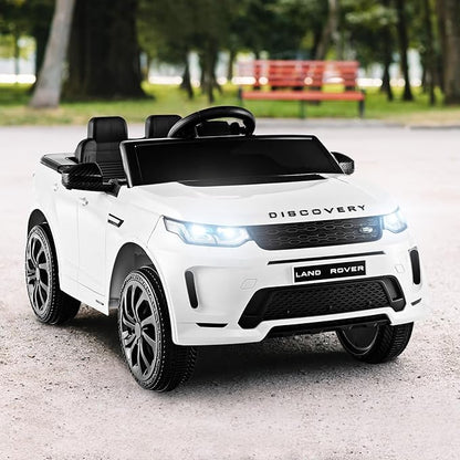 Costzon 12V Kids Ride On Car, Licensed Land Rover Electric Vehicle w/Remote Control, Lockable Doors, Slow Start System, LED Lights & Speed Switch Sound, Music & Horn, MP3 & USB (White)
