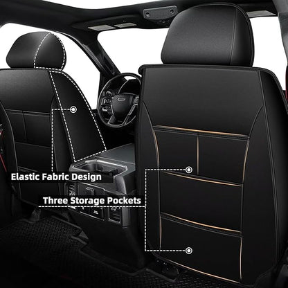 AOMSAZTO Ford Ranger Seat Covers: Full Set Custom Fit 2019 2020 2021 2022 2023 2024 2025 Ford Ranger Breathable Waterproof Leather Seat Protector(5 Seats, Black&Grey)