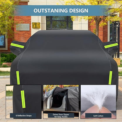 Heavy Duty Waterproof Car Cover Fit for Jeep 2009-2025 Wrangler 4 Dr,Tear & UV Resistant, Outdoor Indoor Full Car Cover with Storage Bag, Windproof Sun Rain UV Dust Snow Protection, Black