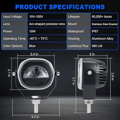 Forklift Arc Safety Light, LED Warning Lamp Blue Line Projection, Aluminum Housing, Stainless Steel Bracket, for Industrial Truck, Lift Truck, AGV, Warehouse, Logistics