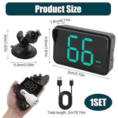 GPS Digital Speedometer for Car MPH, Universal HUD Speed Meter with LED Large Font, Plug Play for Car Truck Motor SUV Golf Cart All Vehicles (2025 New with Bracket & Charger)