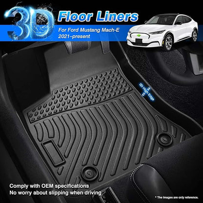 Cartist Custom Fit Floor Mats Ford Mustang Mach-E 2021 2022 2023 2024 2025 2026 (NOT for Ford Mustang), All Weather Floor Mats for Mustang Mach-E Accessories