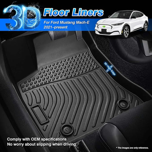 Cartist Custom Fit Floor Mats Ford Mustang Mach-E 2021 2022 2023 2024 2025 2026 (NOT for Ford Mustang), All Weather Floor Mats for Mustang Mach-E Accessories