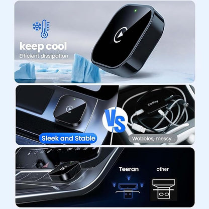 Wireless Adapter Convert Wired to Wireless for CarPlay＆Android Small Size, Plug and Play, Fast and Stable Connection