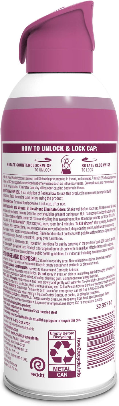 Lysol Air Sanitizer Spray with Odor Eliminator for Home & Office, Sanitizing Spray, Air Freshener Alternative, Sunkissed Petals Scent, 10 oz (Pack of 3)