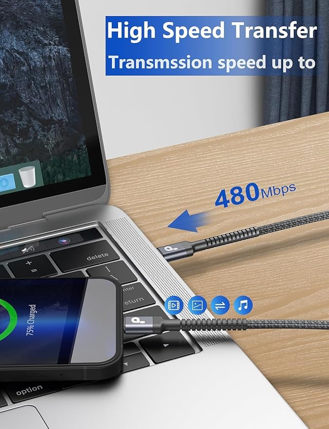 PRAKIE USB C Cable 3FT, 2Pack USB-C to USB-C Charger Cable, USBC Fast Charging Nylon Braided USBC iPhone Charger Cord Compatible with iPhone 16/15/Pro Max/PlusSamsung Galaxy S23/LG/Switch