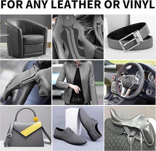 Leather Recoloring Balm,8.5oz Leather Color Restorer,Dark Gray Leather Repair kit for Furniture and Car Interior,Leather Couch Scratch Repair,Leather Dye Paint for Faded,Cracked and Damaged Leather