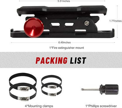 Car Fire Extinguisher Mount Holder - Quick Release Fire Extinguisher Bracket for Jeep Wrangler JT, TJ, JL, JKU, UTV, Polaris RZR, Ranger, Can-Am X3, Yamaha, ATV, Tractor – Corrosion-Resistant