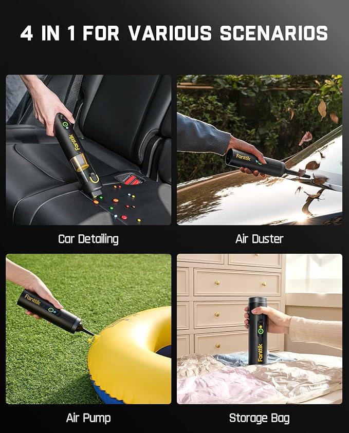 Fanttik Slim V10 APEX Cordless Car Vacuum, 4-in-1 Portable Mini Handheld Vacuum, 19000pa Suction Power, Upgraded Smart Digital Display, 2 Suction Modes for Car, Office Desk, Keyboards (Black)