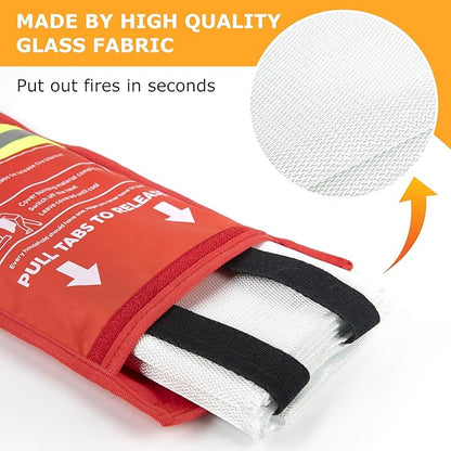 Emergency Fire Blanket, 4Pack Fiberglass Flame Retardant Fire Blankets Emergency for Home, Kitchen, Car, Office, Grill, 39.4X 39.4inch Fire Extinguisher Blanket