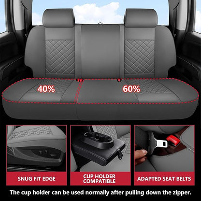 BABYBLU Chevy Chevrolet Silverado GMC Sierra Car Seat Covers Fit 2007-2023 2024 2025 1500/2500HD/3500HD (Grey, Full Set)