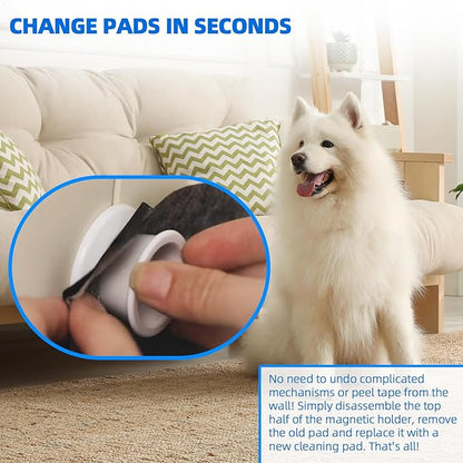 (4-Pack) Potty Training Pad Magnetic Holder Compatible with Any Size of Puppy Pee Pads Perfect for Leg-Lifting Marking Dogs, Strong Magnets Will Stick on Most Flat Surfaces - White Paw