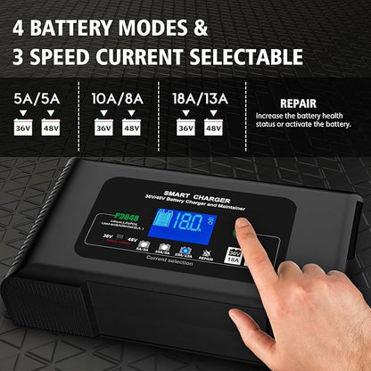Golf cart Battery Charger, 48V 13A and 36V 18A Trickle Charger,48 Volt cart Golf Charger,for 48 Volt Club Golf Car,Lithium,LiFePO4,Lead-Acid AGM/Gel/SLA..Battery Chargers,3 Pin Round Plug