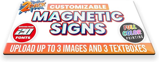 2-Pack,12"x24" Custom Magnet Signs in Full Color for Business and Advertising, 30 mil Customized Vinyl Car Magnets, Personalized Magnetic Sheets for Company Storefront & Vehicles (Rounded Corners)