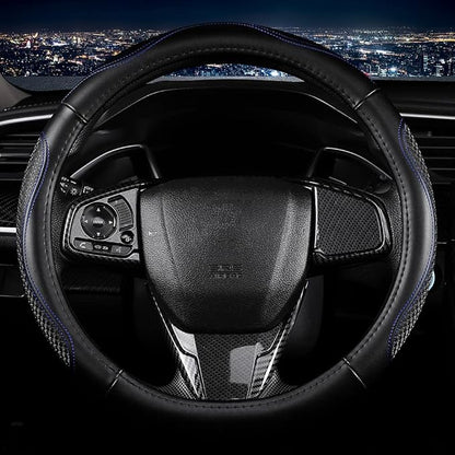 Leather Car Steering Wheel Cover 15 inch Universal Fit Microfiber Steering Wheel Cover Anti-Slip, Soft, Breathable, Full Surround Car Wheel Cover